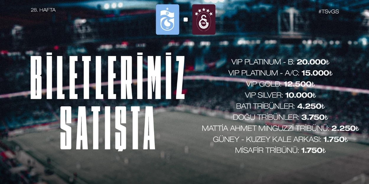 Trabzonspor-Galatasaray maçının biletleri satışta